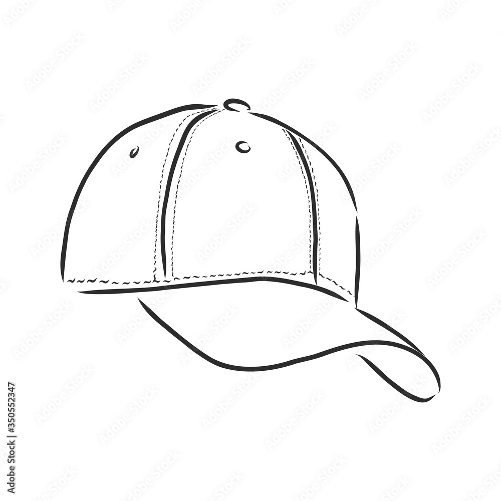 Vector illustration of baseball cap , cap, vector sketch illustration ...