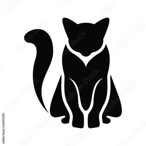 Silhouette black cat icon. Vector logo template