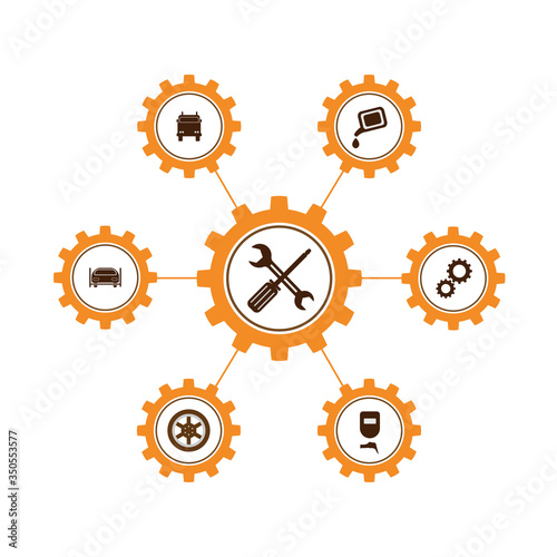 A set of vector illustrations icons for car repair and maintenance and other services