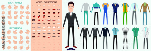 Officer Character, with Hand Expression, Mouth Expression and Different Dress vector Illustration, artwork For info-graphics, 2D Animation, Motion-graphics