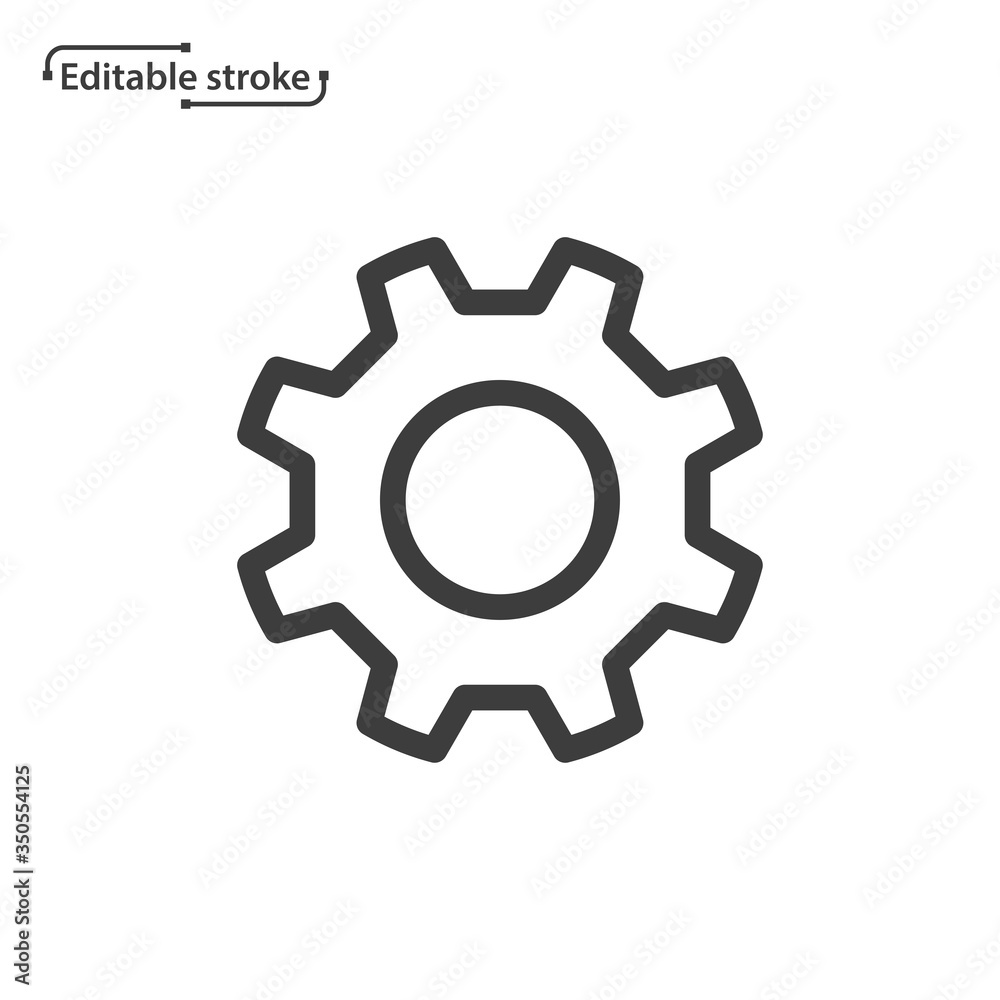 Gear line vector icon. Editable stroke. 