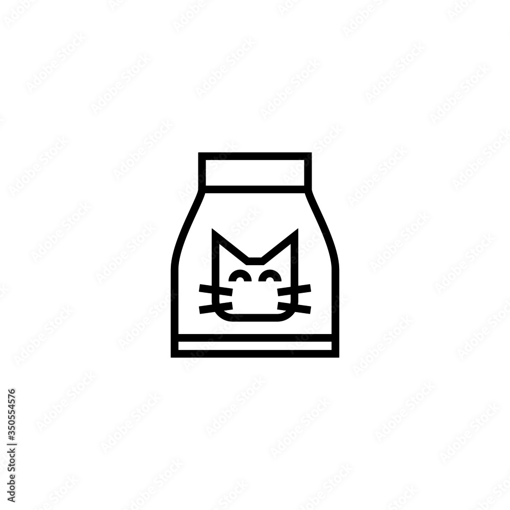 Cat food vector icon in linear, outline icon isolated on white background Cat food vector icon in linear, outline icon isolated on white background