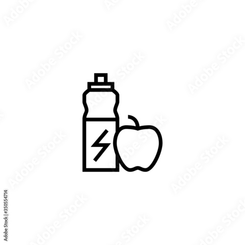 Fitness food vector icon in linear, outline icon isolated on white background