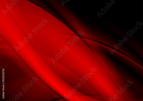 Dark red smooth blurred waves abstract elegant background. Vector design