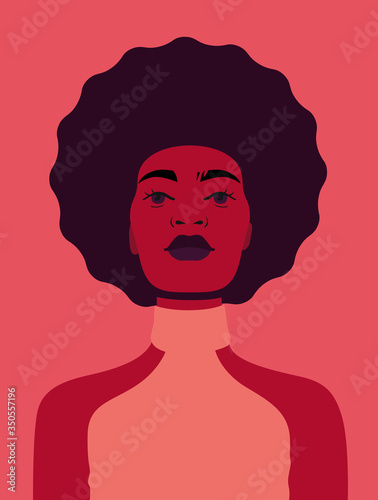 African american woman avatar on red