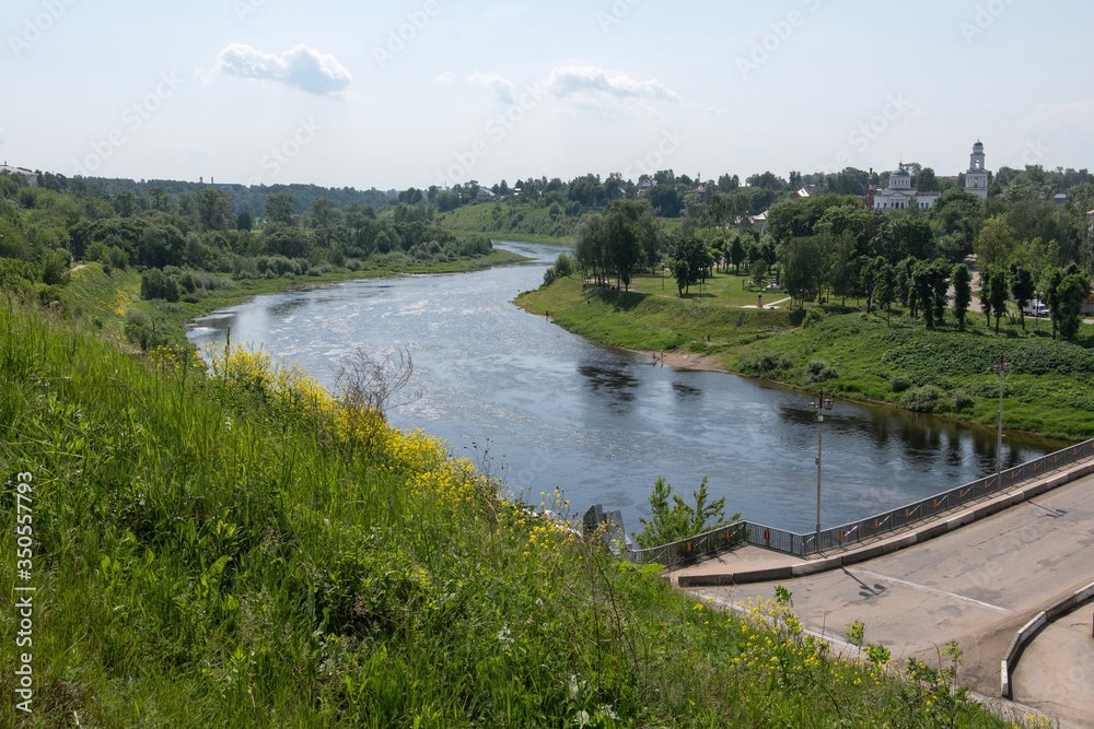Volga river in Rzhev town. Tver Oblast, Russia.