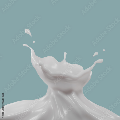 Milk or yogurt splash smooth abstract shapes with clipping path , 3d illustration 3D Rendering