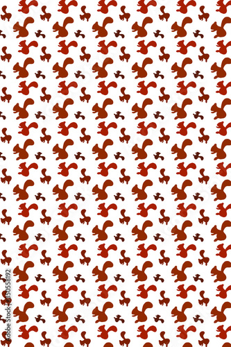 Squirrels seamless pattern. Hand drawn squirrels,acorn seamless pattern for background, textile, fabric, wrapping paper