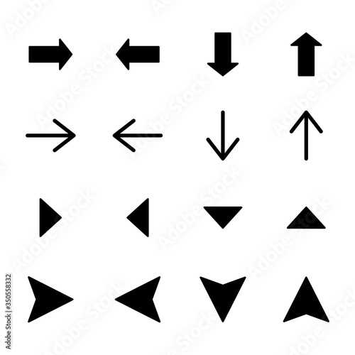 black arrows in different directions isolated on white