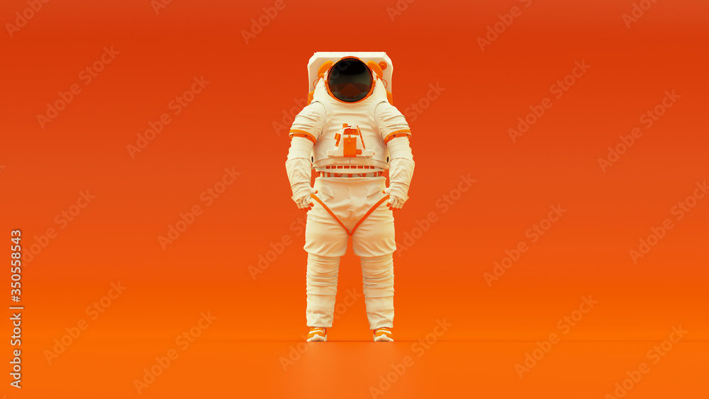 White Orange Spacewoman Spaceman Spacewalk Suit Astronaut Cosmonaut with  Warm Orange Background 3d illustration 3d render ilustración de Stock |  Adobe Stock