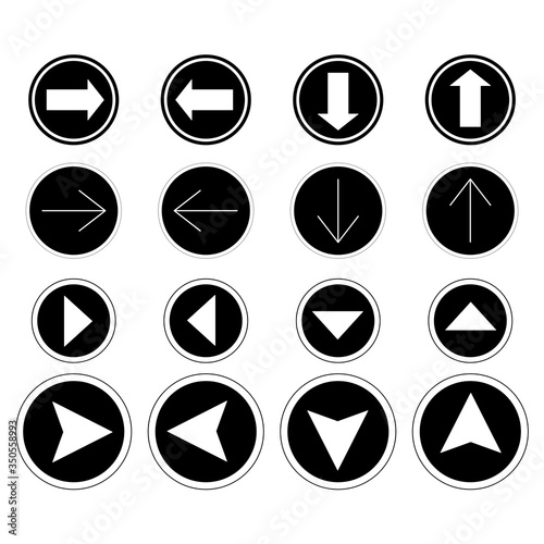 black arrows in different directions isolated on white