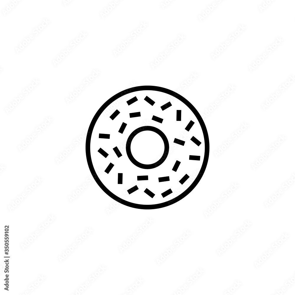 Donuts vector icon in linear, outline icon isolated on white background Donuts vector icon in linear, outline icon isolated on white background