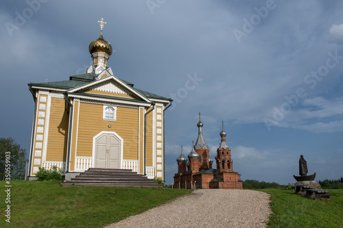 St. Olga convent (Olgin monastery). Nikolskaya church (left) and Preobrazhenskaya church (right). Volgoverkhovie village, Tver Oblast, Russia. photo