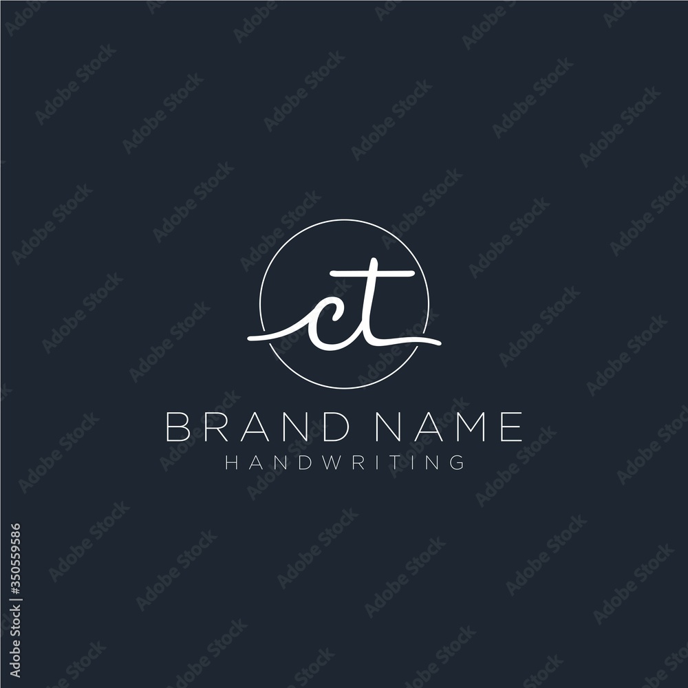 CT Initial handwriting logo vector CT Initial handwriting logo vector