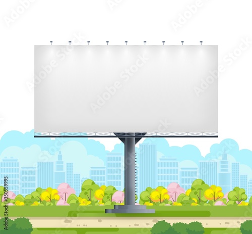 Billboard blank city. City outdoor blank banner large format for advertise media. Outdoor advertising poster template. Empty bill board for ad media. Billboard mock up