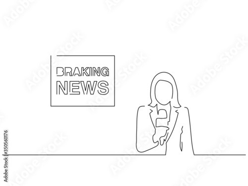 TV journalist isolated line drawing, vector illustration design.