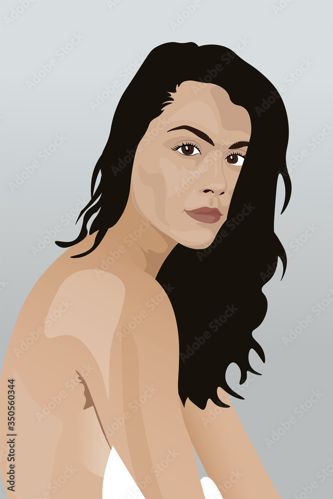 Portrait of a young naked brunette with a straight face Portrait of a young naked brunette with a straight face