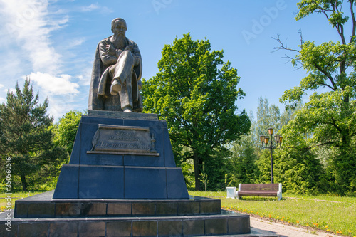 Monument to Fyodor Dostoevsky (2001, sculptor Vyacheslav Klykov). Staraya Russa town, Novgorod Oblast, Russia. photo