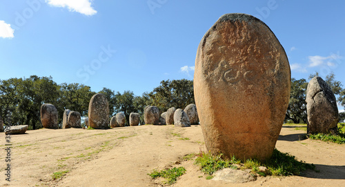 Cromlech of Almendres (Cromeleque dos Almendres) near Evora, Alentejo, Portugal, southern Europe photo