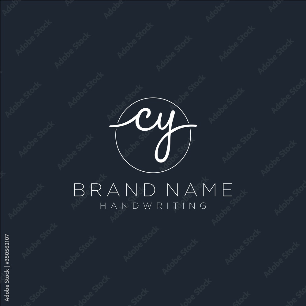 CY Initial handwriting logo vector - obrazy, fototapety, plakaty 