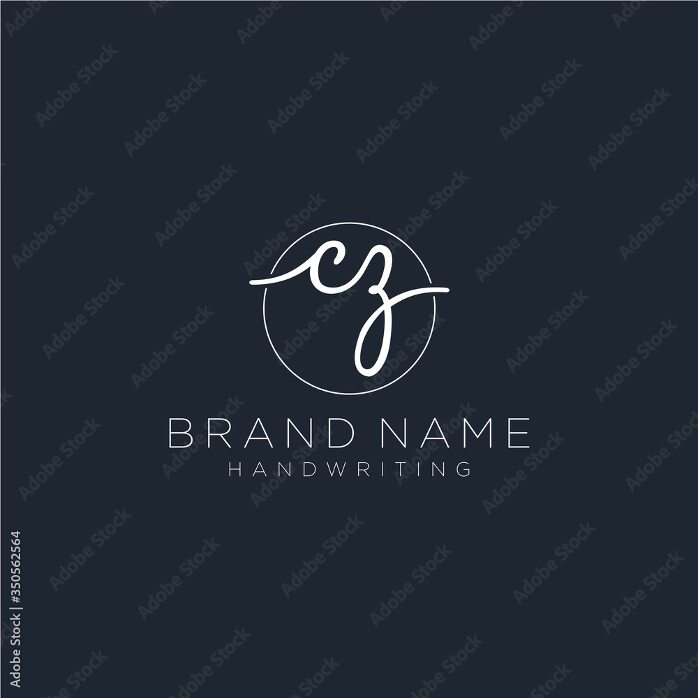 Obraz premium CZ Initial handwriting logo vector