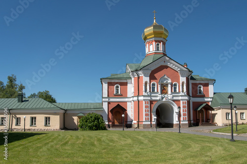 Gate church of Valday Iversky Monastery. Novgorod Oblast, Russia.