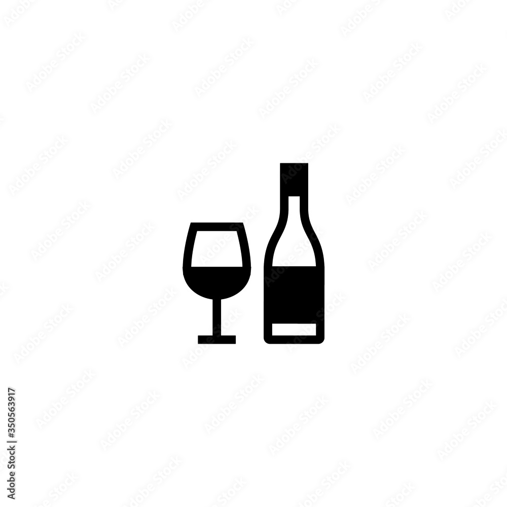 Wine vector icon in black solid flat design icon isolated on white background Wine vector icon in black solid flat design icon isolated on white background
