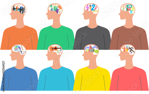 White line brain drawing On a black background. Concept design vector illustration for Website Icon, Social Media, Blog Post