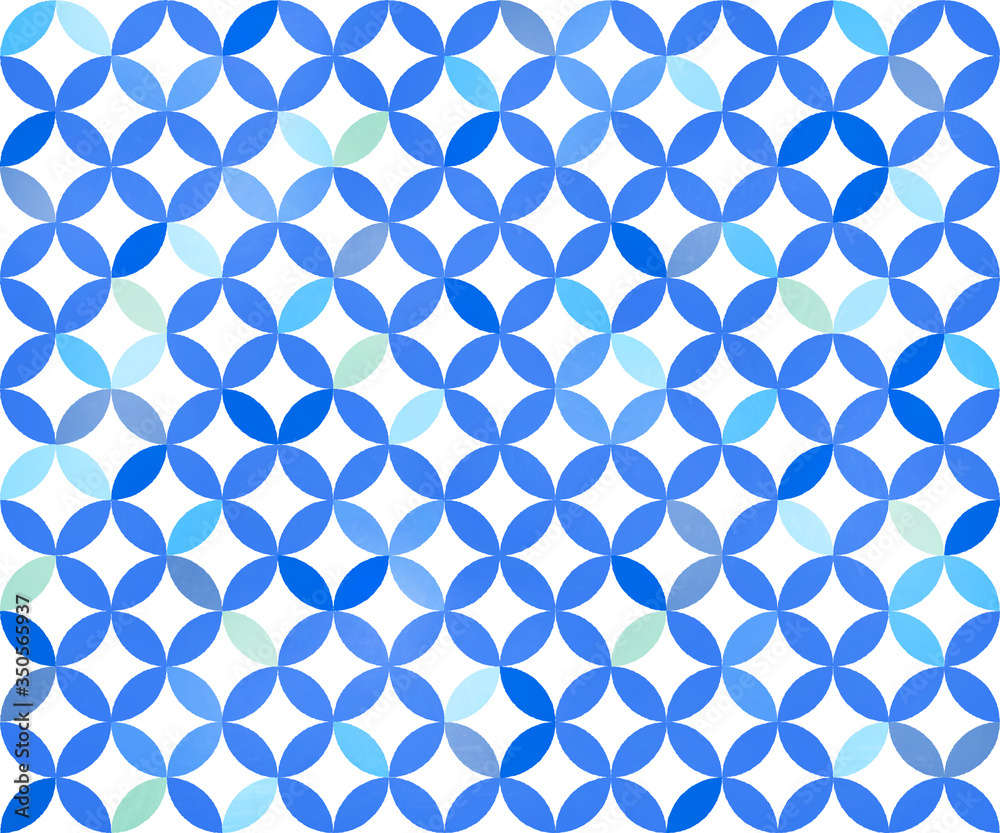 七宝柄 バナー背景 336 280 手描き風 背景白 青系 Jpg Stock Illustration Adobe Stock