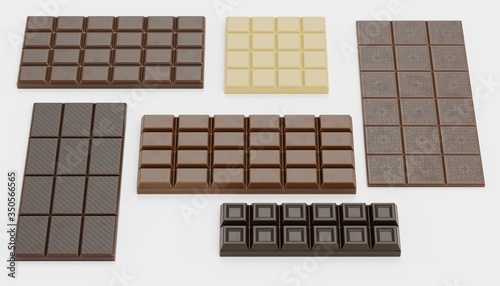 Realistic 3D Render of Chocolate Bars
