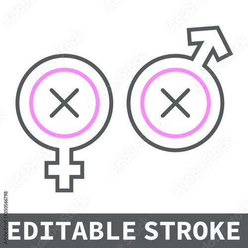 Biphobia color line icon, lgbt and pride, discrimination sign vector graphics, editable stroke linear icon, eps 10.