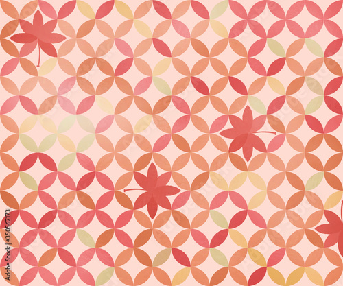 七宝・赤紅葉柄 バナー背景（336：280）手描き風・背景色有 〔JPG〕