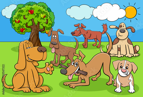 funny dogs and puppies cartoon characters group