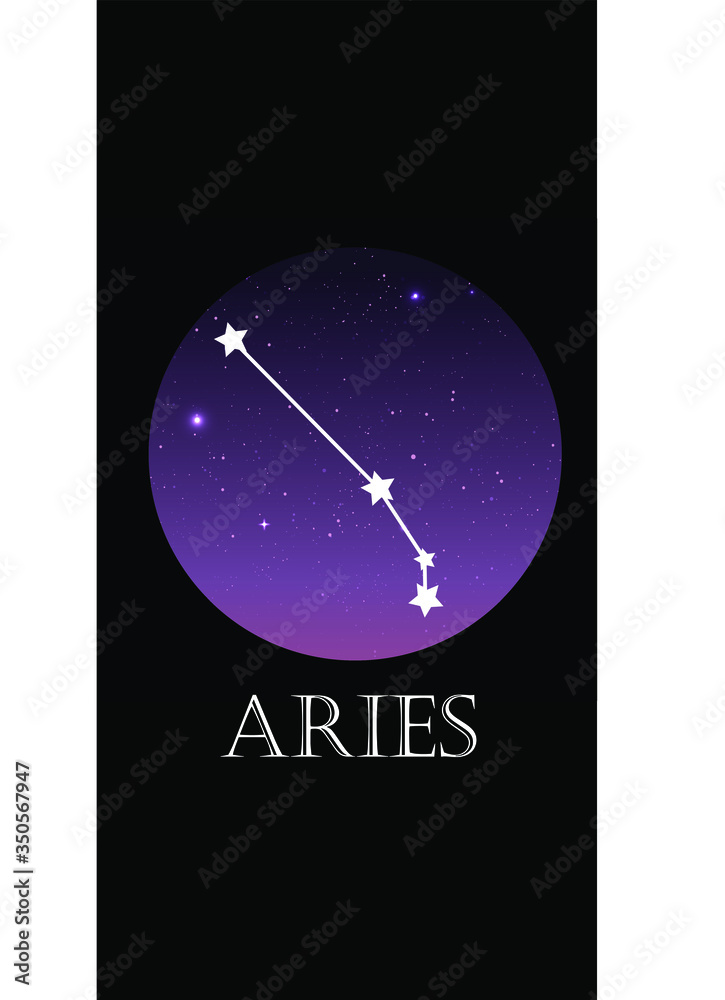 Aries constellation. Vector trend. Starry sky - obrazy, fototapety, plakaty 