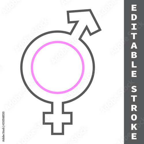 Transgender color line icon, lgbt and transsexual, bisexual sign vector graphics, editable stroke linear icon, eps 10.