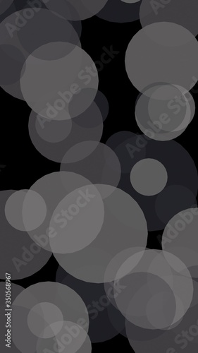 Gray translucent circles on a dark background. 3D illustration