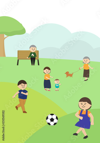 公園　人々　イラスト