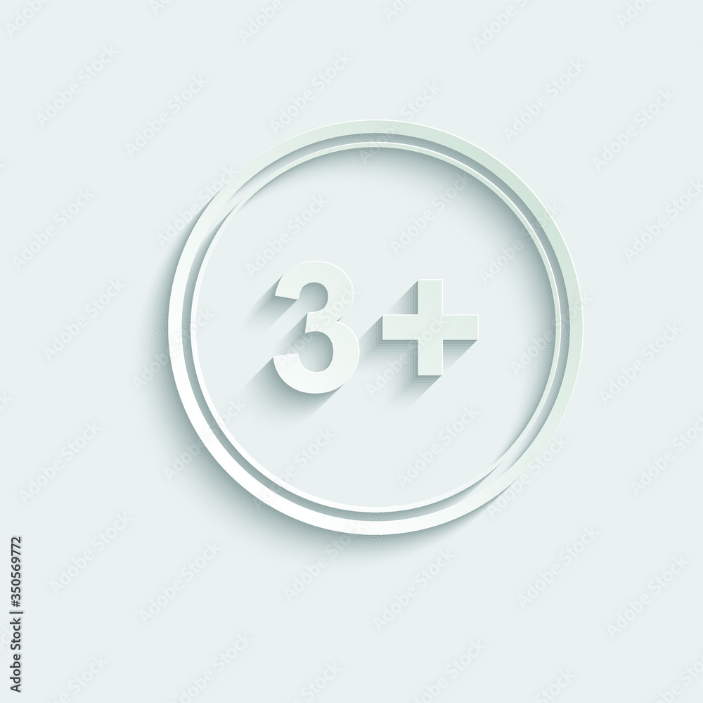 paper 3 plus icon. black vector 3 + plus sign paper 3 plus icon. black vector 3 + plus sign