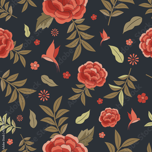 Floral pattern based on the embroidered flowers of oriental shawl