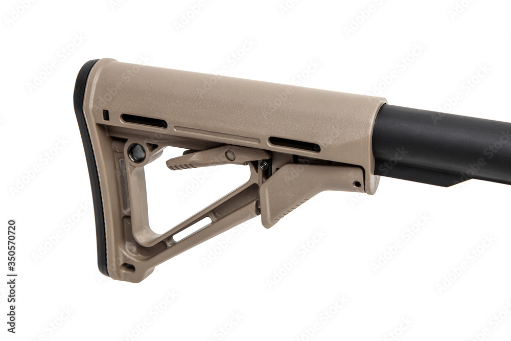 Modern automatic rifle isolated on white. Weapons for police, special forces and the army. Automatic carbine with mechanical sights. Modern automatic rifle isolated on white. Weapons for police, special forces and the army. Automatic carbine with mechanical sights.