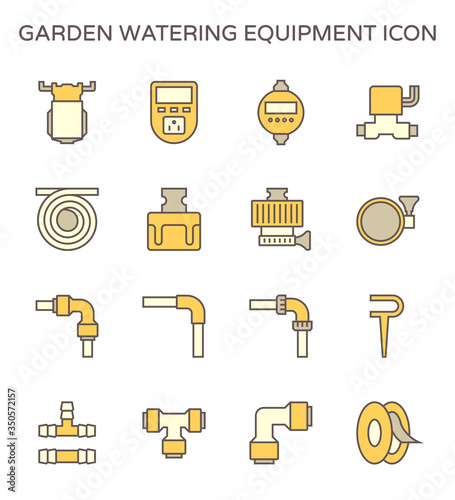 Garden watering equipment and sprinkler icon set for automatic sprinkler system graphic design element, editable stroke.