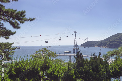 Songdo Cable Car  and sea view