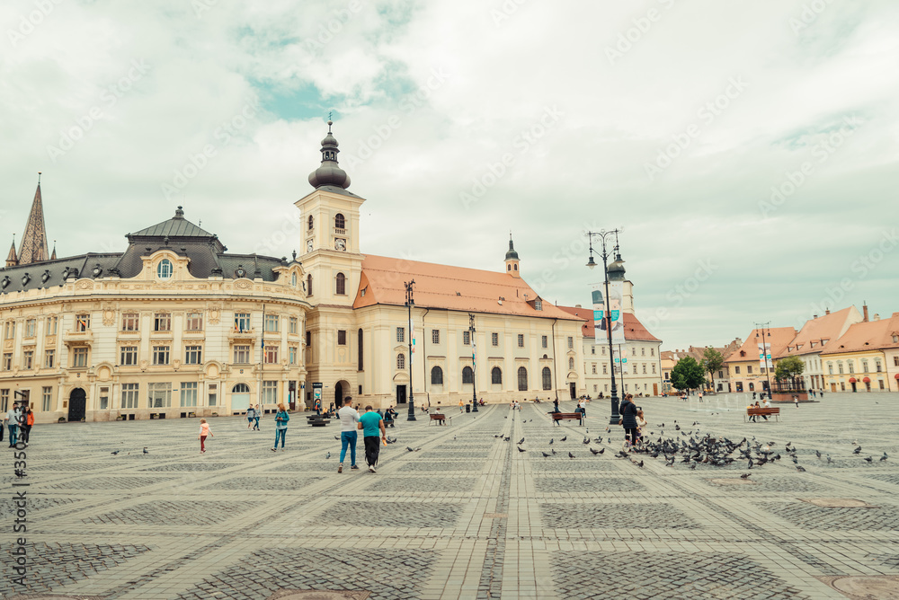 view of the old town square in sibiu
