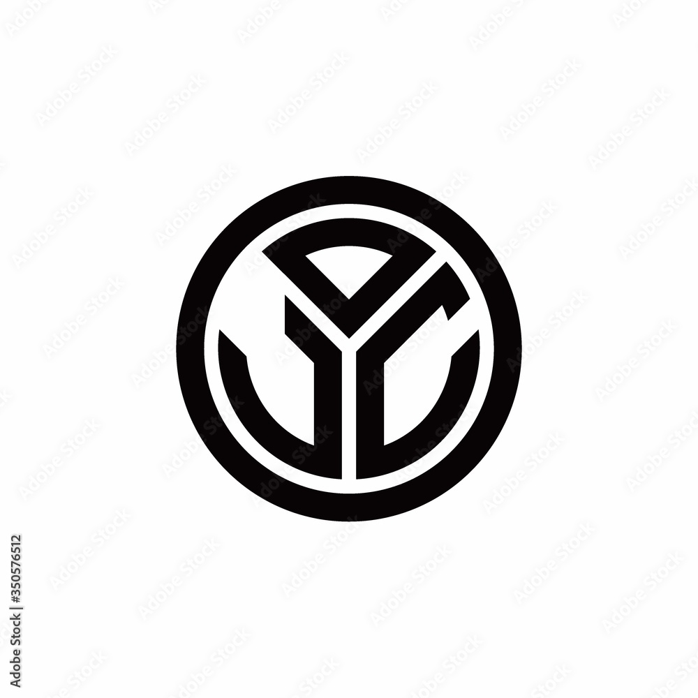 Fototapeta premium JC monogram logo with circle outline design template