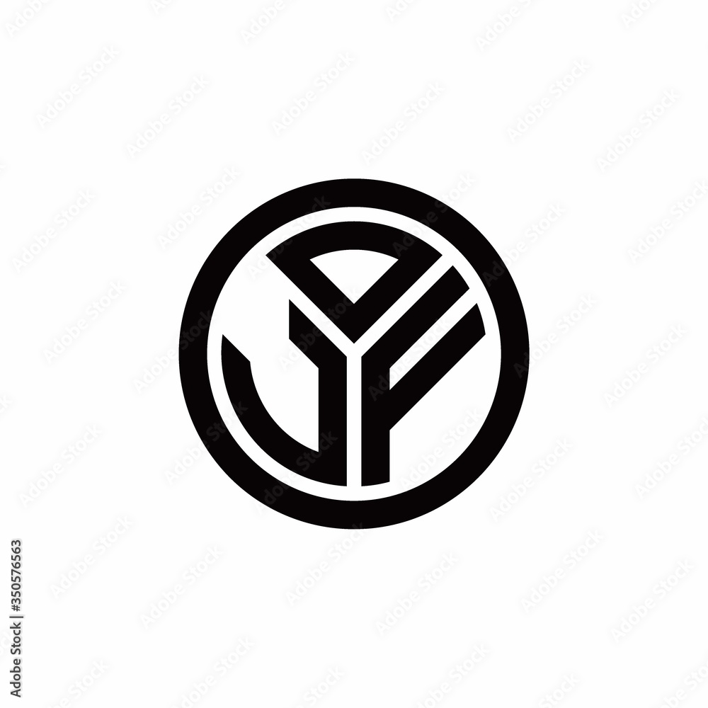 JF monogram logo with circle outline design template JF monogram logo with circle outline design template