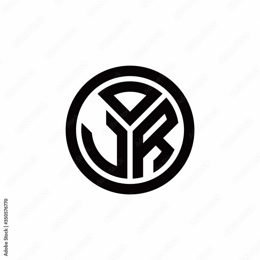 JR monogram logo with circle outline design template JR monogram logo with circle outline design template