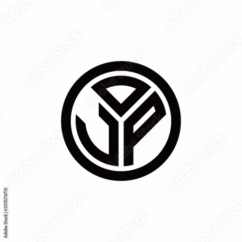 JP monogram logo with circle outline design template