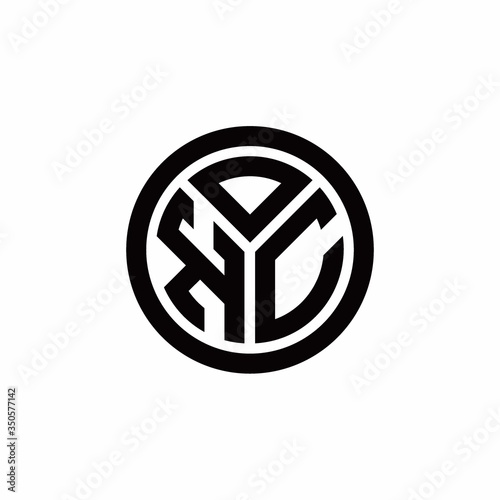 KC monogram logo with circle outline design template