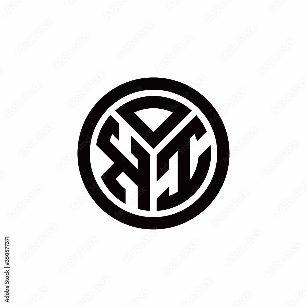 Fototapeta premium KI monogram logo with circle outline design template