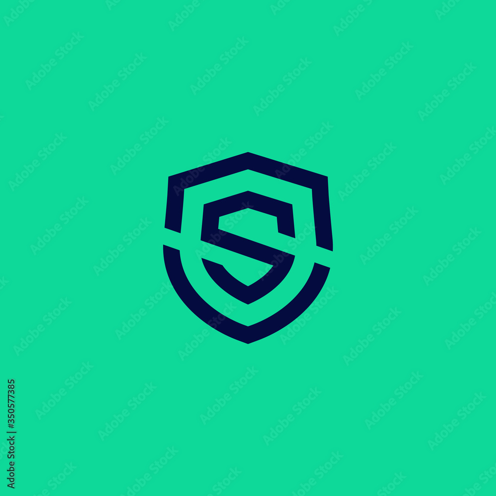 abstract s shield logo . letter s in the shield with clean outline or monoline style . vector illustration eps10
